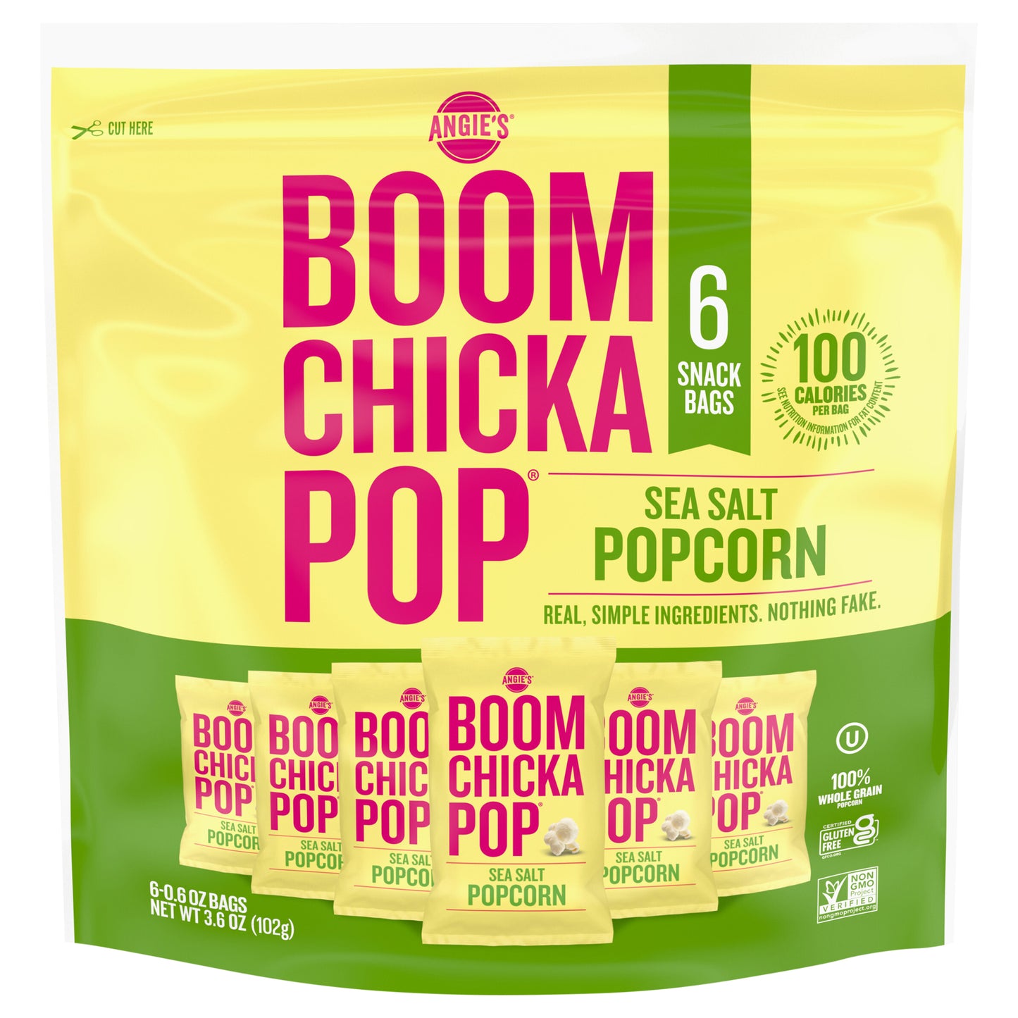 Angie's Kettle Corn Popcorn - Boomchickapop - Sea Salt 3.6 oz (Pack Of 4)