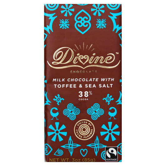 Divine Chocolate Bar Milk Toffee Sea Salt 3 oz (Pack Of 12)