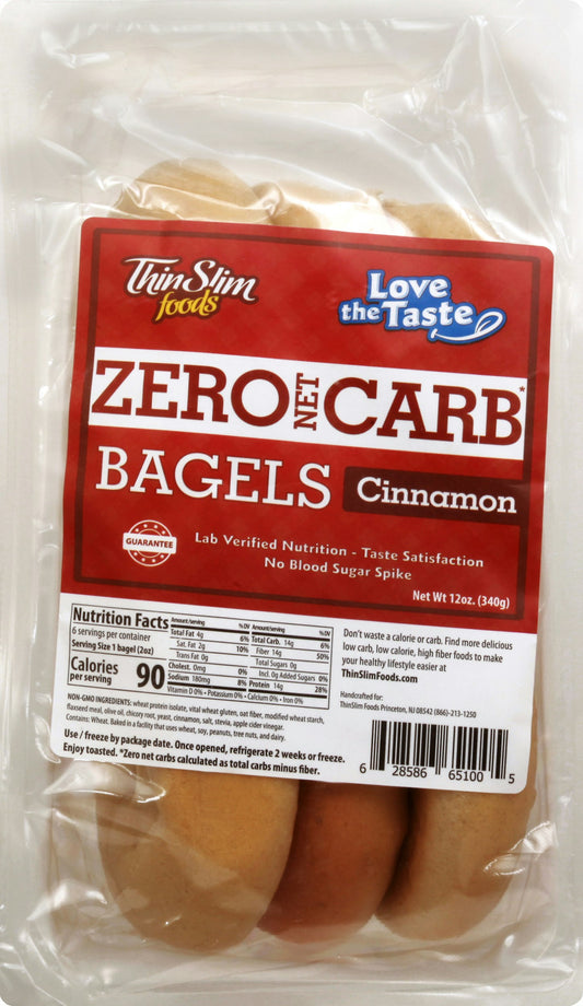 Thinslim Foods Bagels Cinnamon Low Carb 12 Oz Pack of 6