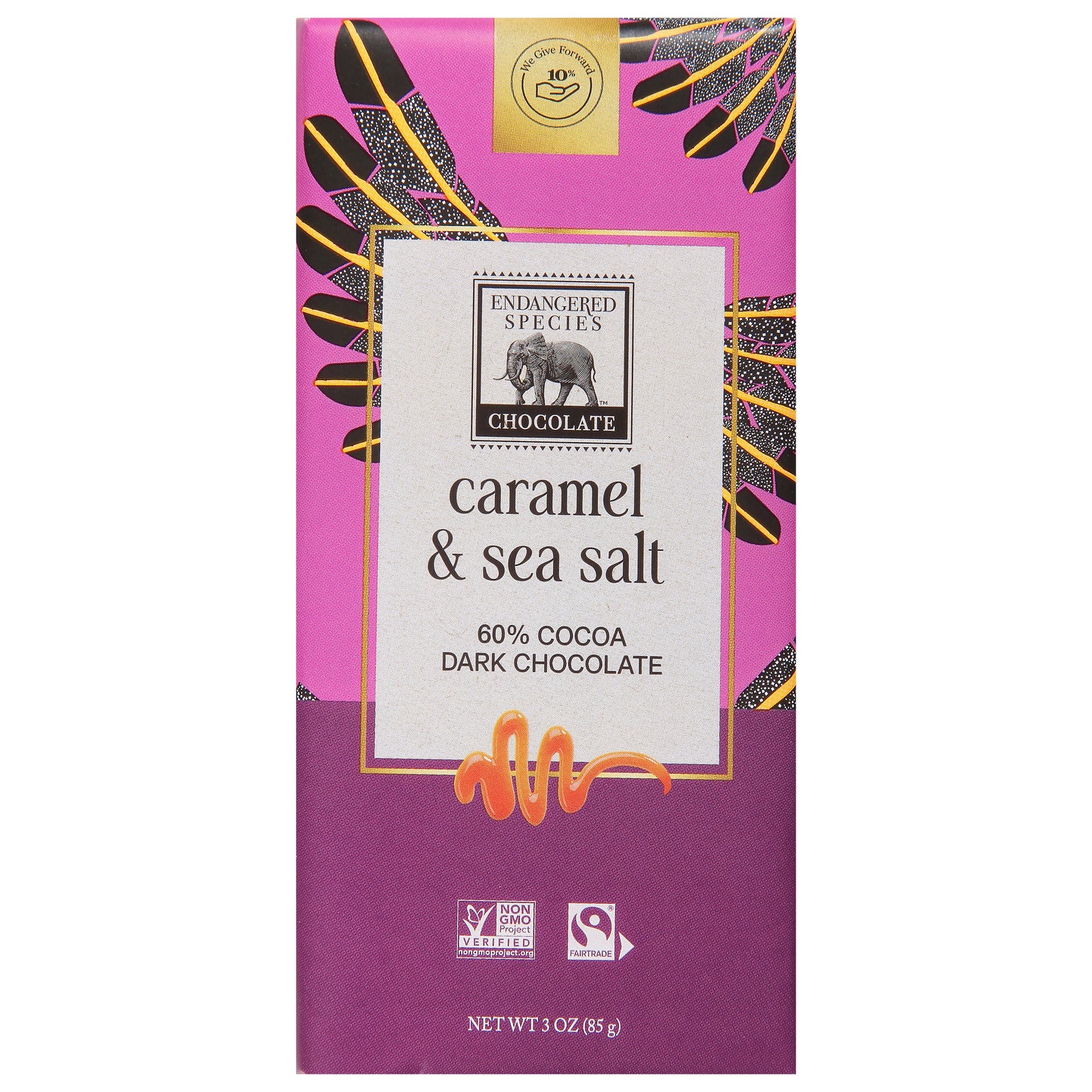 Endangered Species Chocolate Dark Caramel Sea Salt Eagle 3 oz (Pack Of 12)