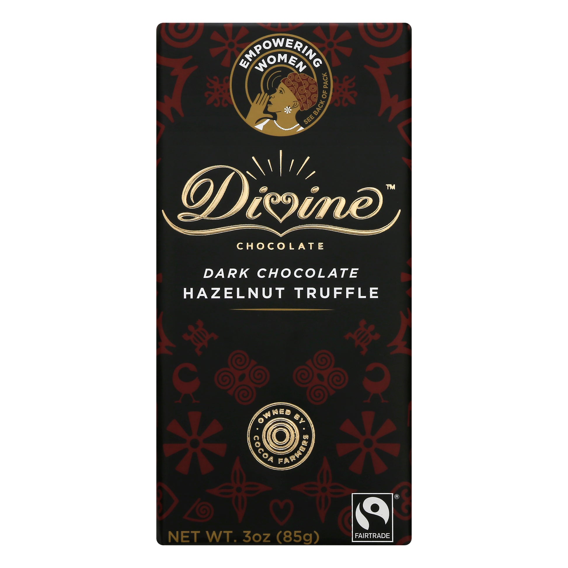 Divine Chocolate Bar Dark Hazelnut Truffle 3 oz (Pack Of 12)