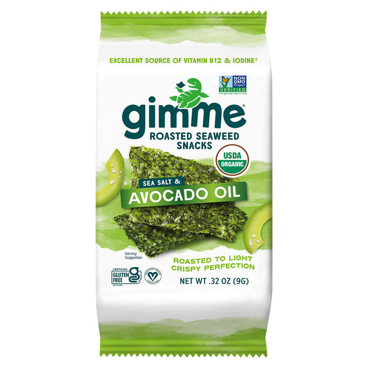 Gimme Seaweed Snack Roasted Sea Salt & Avocado 0.32 oz (Pack Of 12)