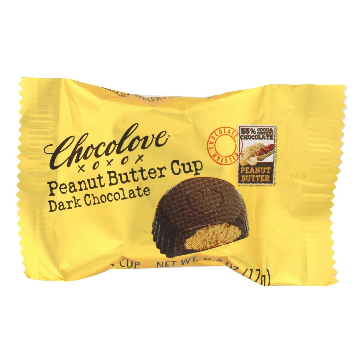 Chocolove Chocolate Dark Peanut Butter Cup 0.6 Oz (Pack of 50)