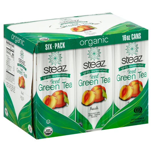 Steaz Iced Green Tea Antiox Brew Peach  Organic 96 Fo Pack of 4