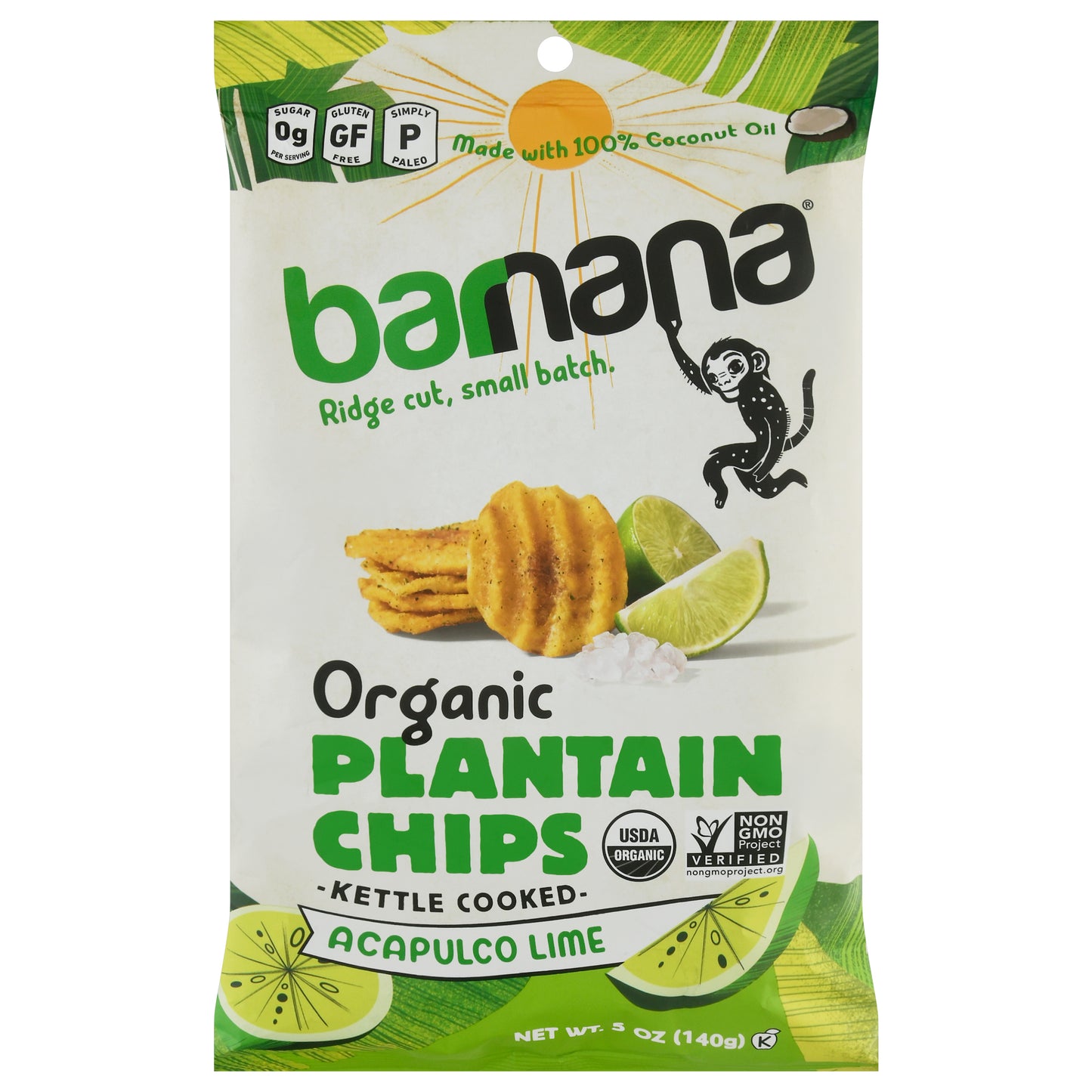 Barnana Chips Plantain Lime Organic 5 oz (Pack Of 6)