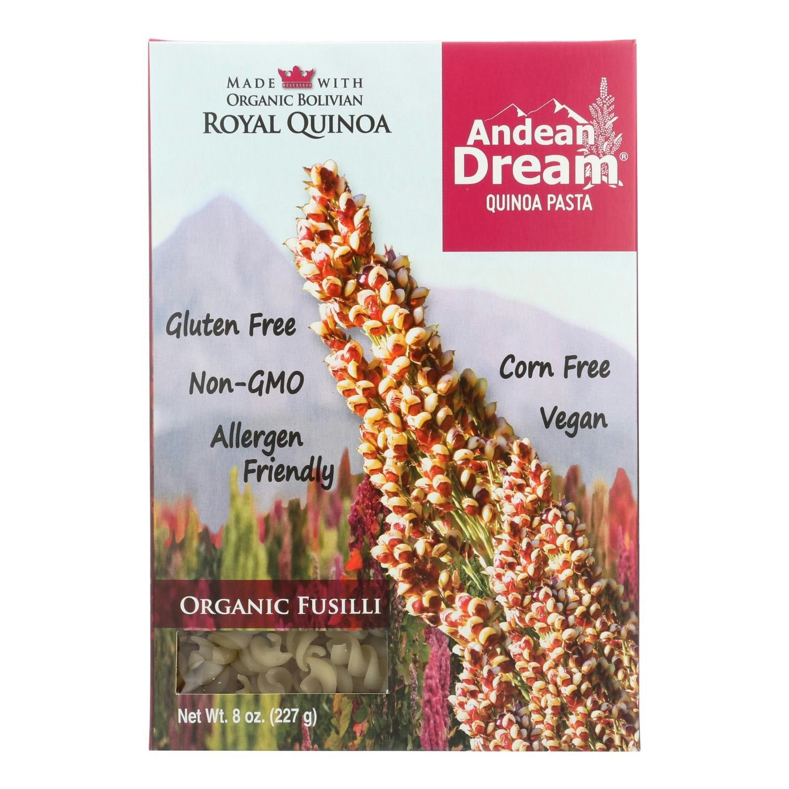 Andean Dream Gluten Free Organic Fusilli Quinoa Pasta 8 oz (Pack of 12)