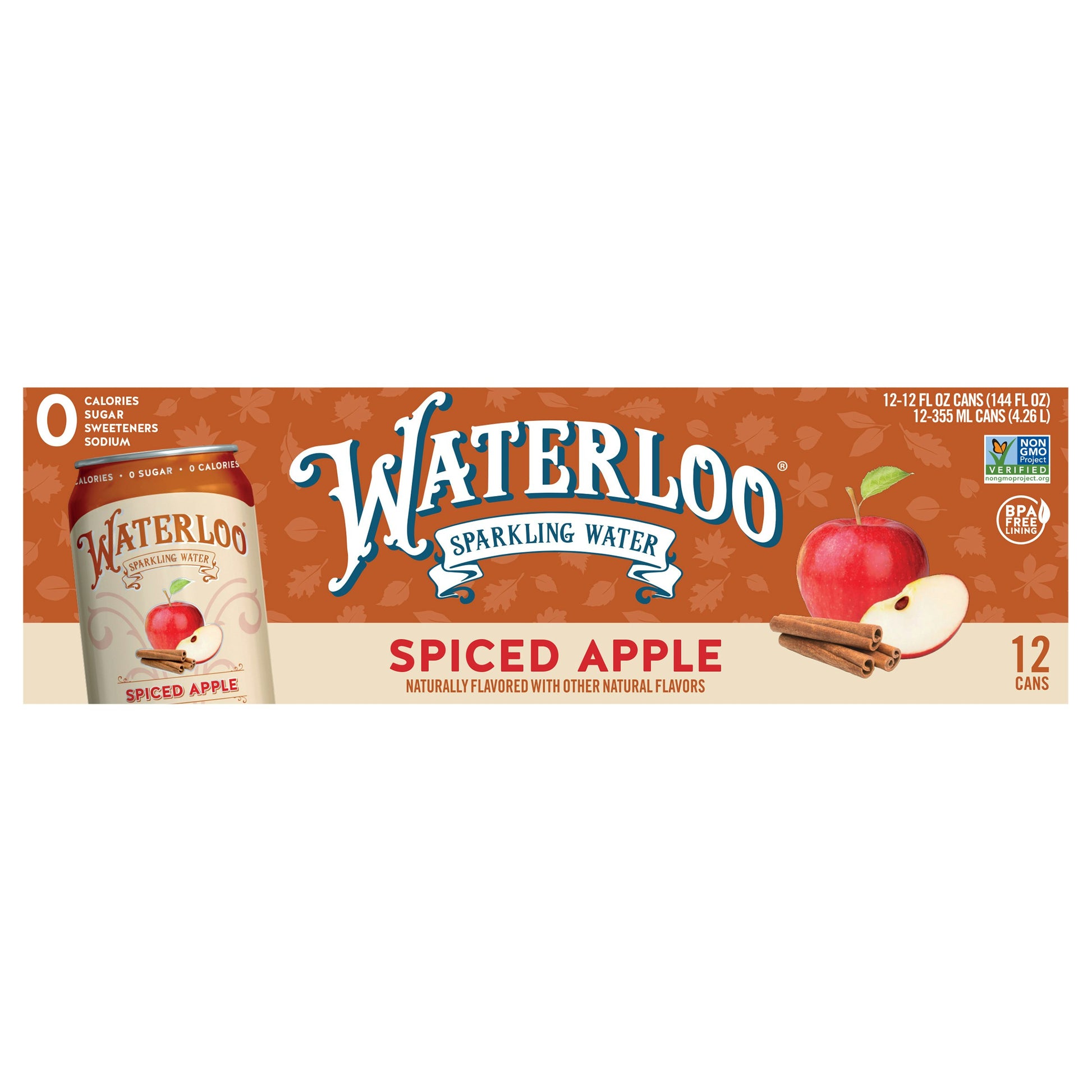 Waterloo Sparkling Water Spiced Apple 12 144 Fl Oz (Pack of 2)