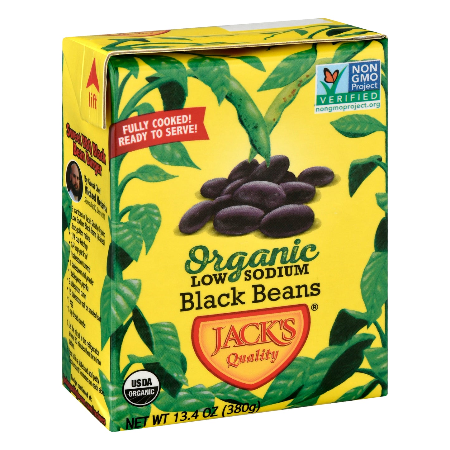 Jacks Quality Bean Black Low Sodium Organic 13.4 oz (Pack Of 8)