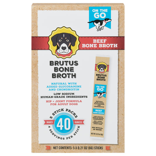 Brutus Broth Dog Food Topper Beef 5 Pk (Pack Of 10)