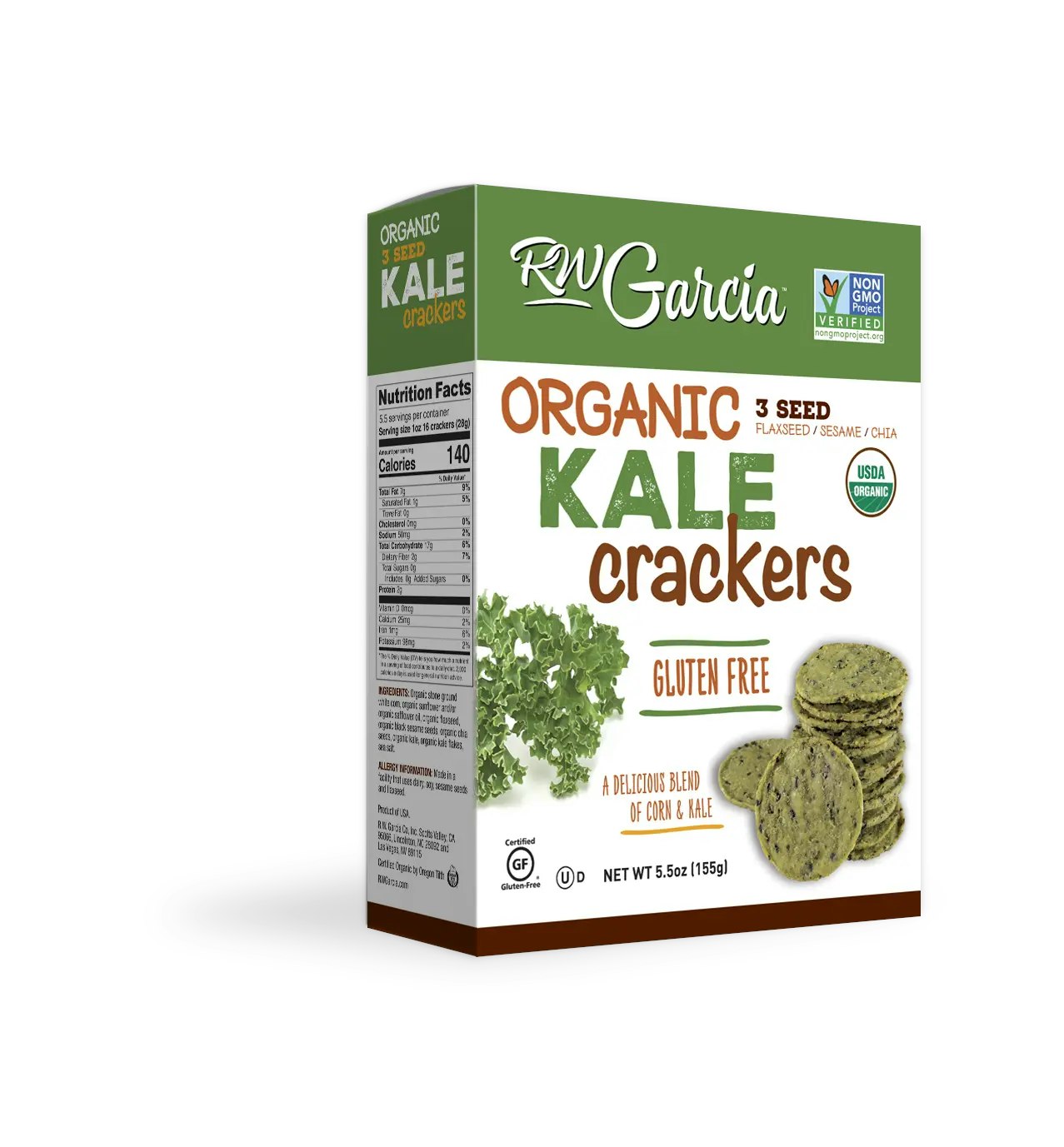 R.W. Garcia - Crackers 3 Seed Kale Organic 5.5 oz (Pack of 6)