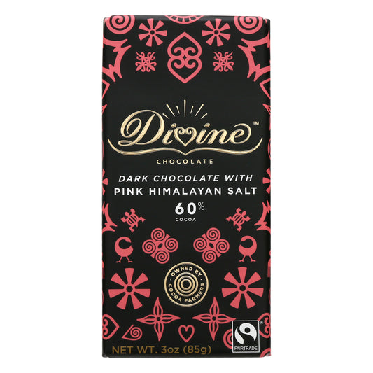 Divine Chocolate Bar Dark Pink Himalayan Salt 3 oz (Pack Of 12)