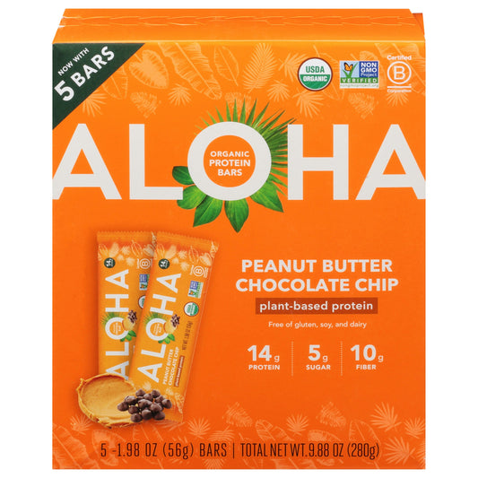 Aloha Bar Peanut Butter Chocolate Chip 5 Pack (Pack of 6)