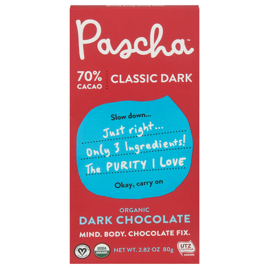 Pascha Chocolate Bar 70% Organic 2.82 oz (Pack Of 10)