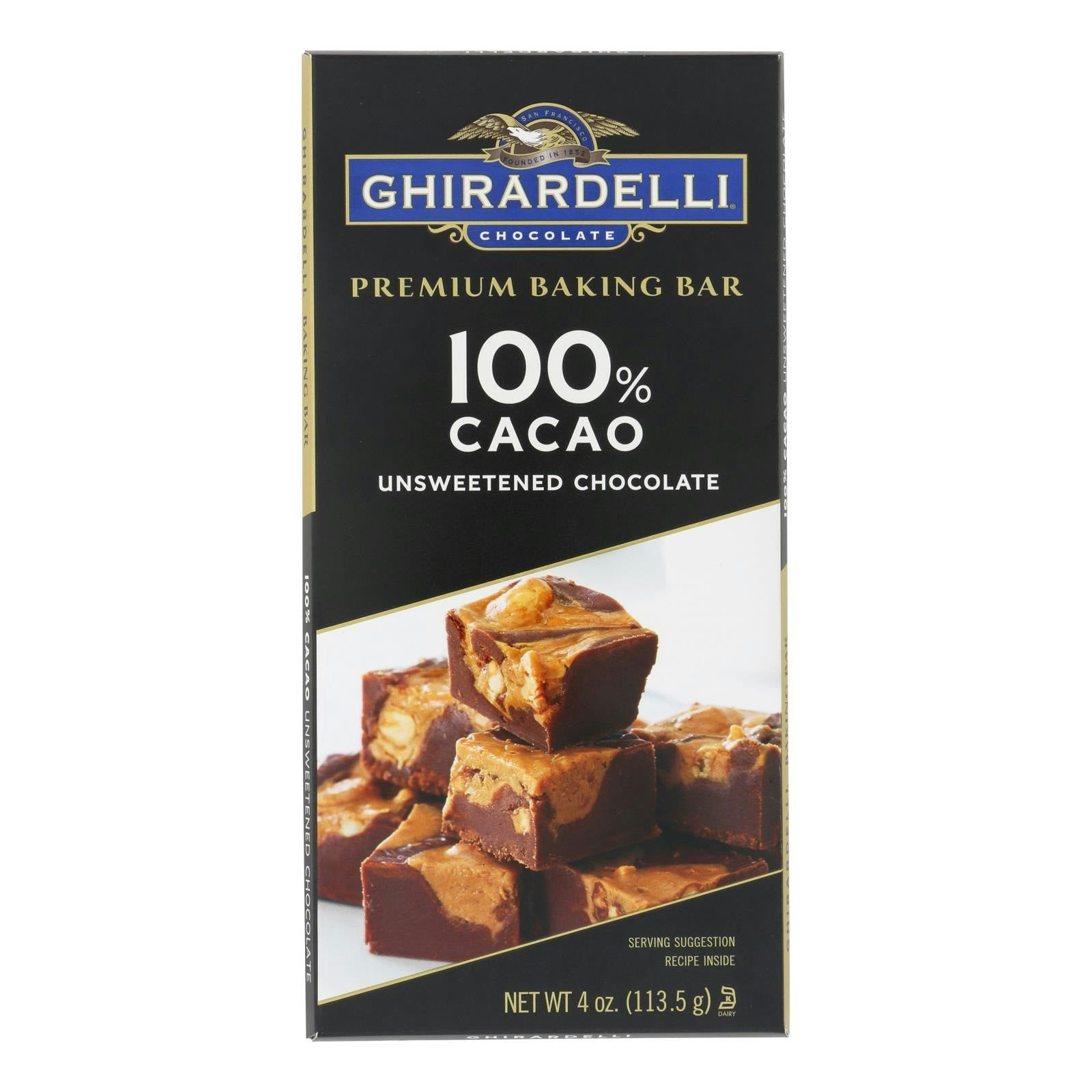 Ghirardelli Premium 100% Cacao Unsweetened Chocolate Baking Bar - 4 oz (Pack of 12)