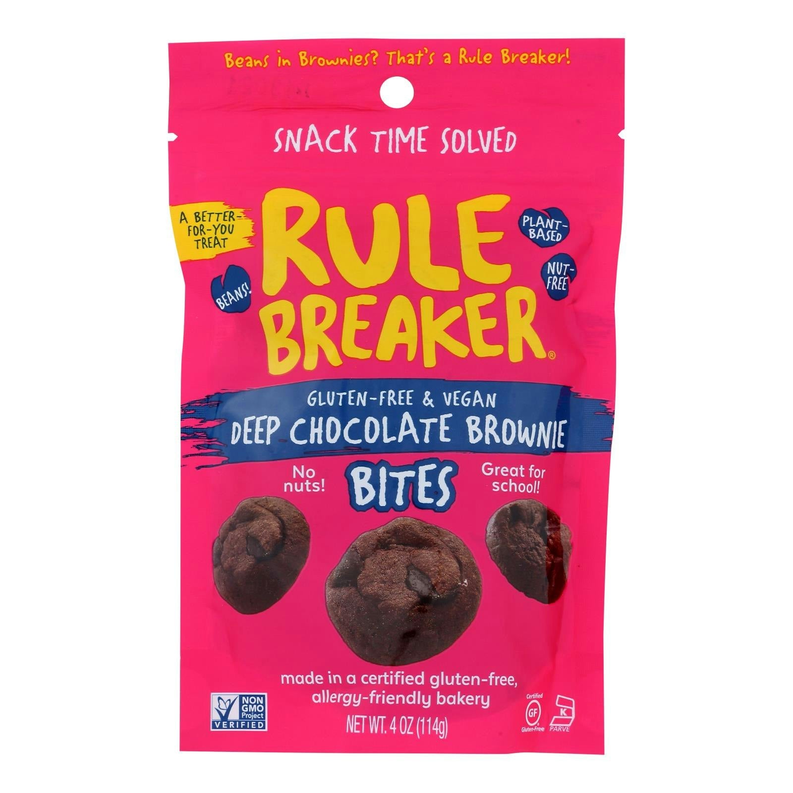 Rule Breaker Snacks - Bites Deep Chocolate Brownie 4 oz (Pack of 6)