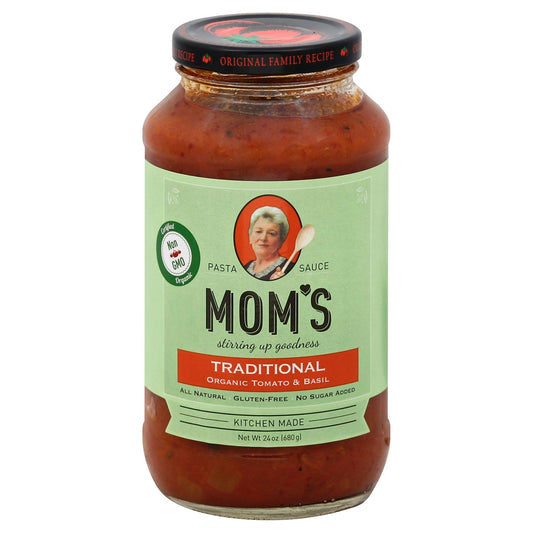 Moms Sauce Pasta Organic Tomato Basil 24 Oz Pack of 6