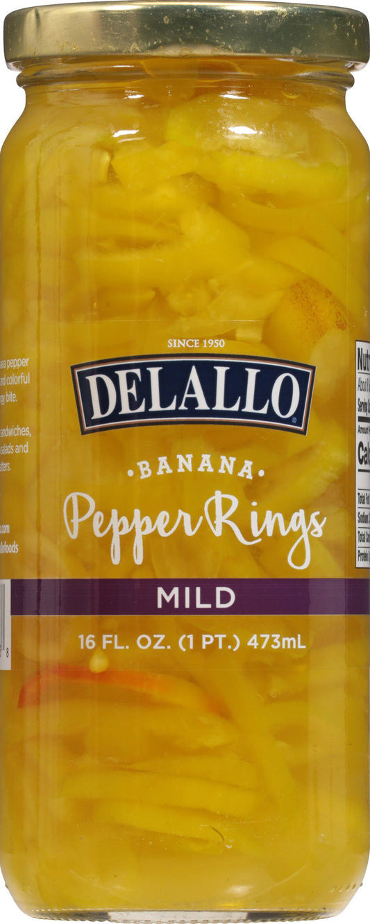 Delallo Pepper Banana Ring Mild 16 oz (Pack of 12)