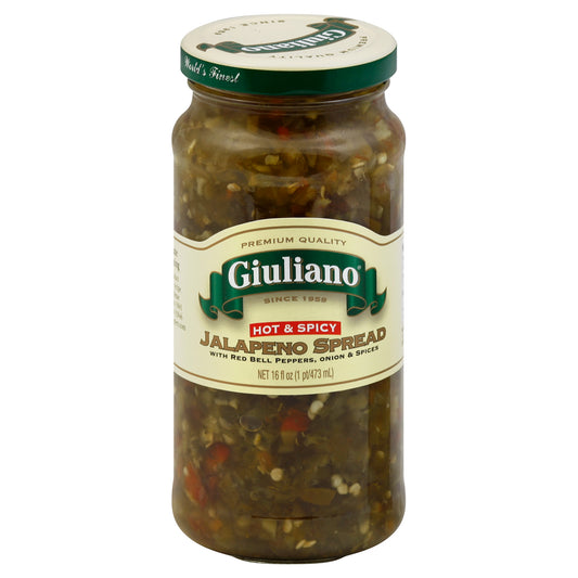 Giuliano Pepper Spread Jalapeno Hot Spicy 16 Oz (Pack Of 6)