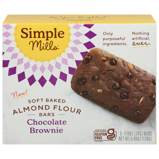 Simple Mills Bar Chocolate Brownie Soft Baked - 5.99 OZ (Pack of 6)