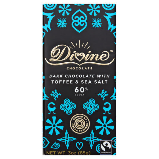 Divine Chocolate Bar Dark Toffee Sea Salt 3 oz (Pack Of 12)