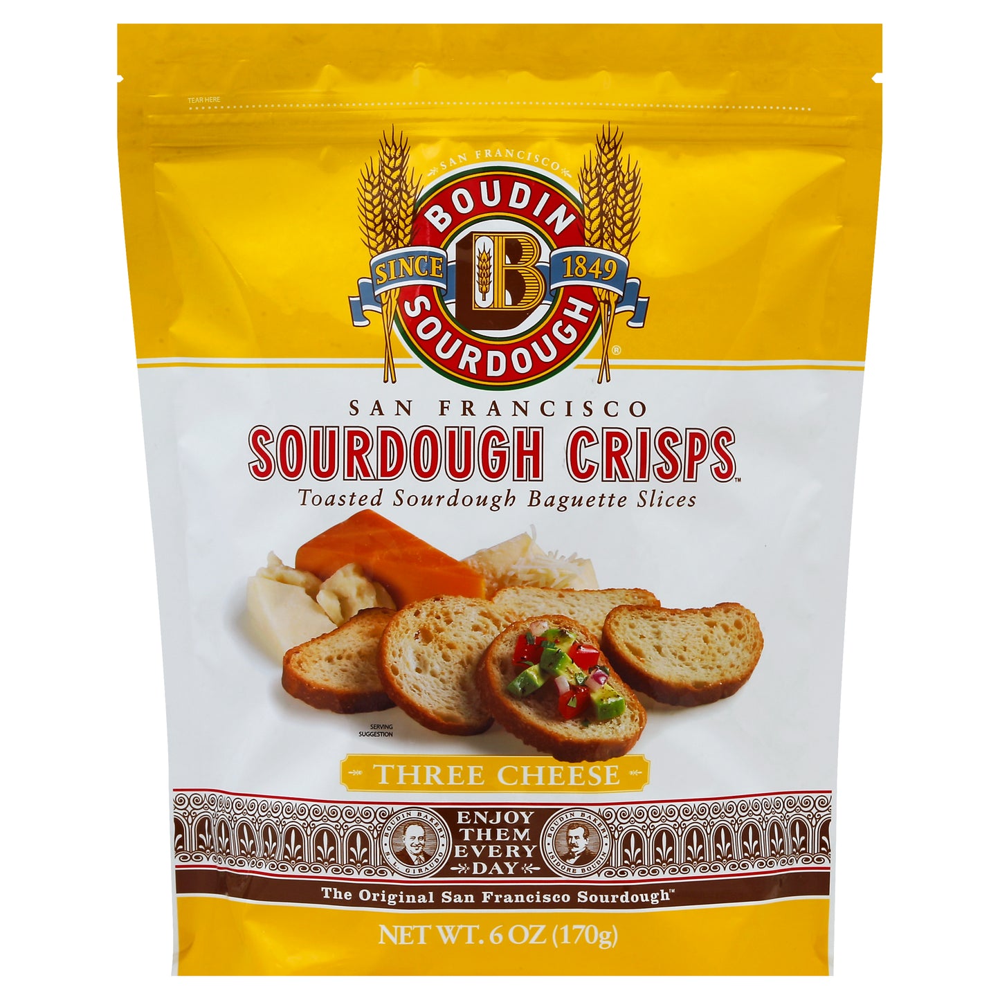 Boudin Sourdough Crisps Three Cheese 6 oz (Pack Of 11)