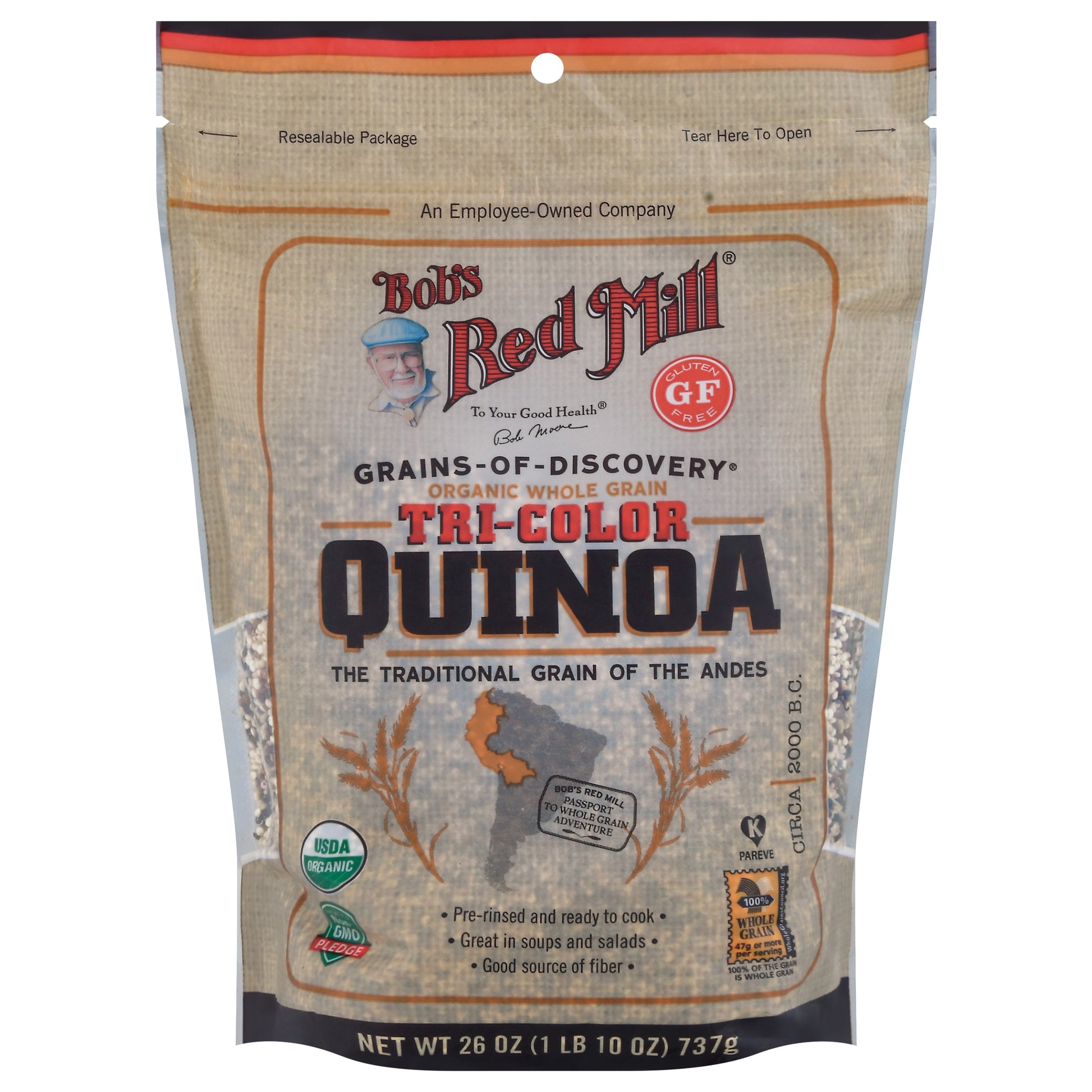 Bobs Red Mill Quinoa Grain Tri Color Organic 26 oz (Pack Of 4)