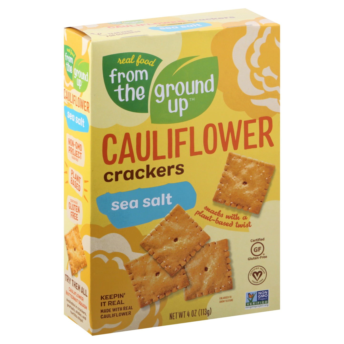 From The Ground Up Crackers Cauliflower Sea Salt 4 oz (Pack Of 6)