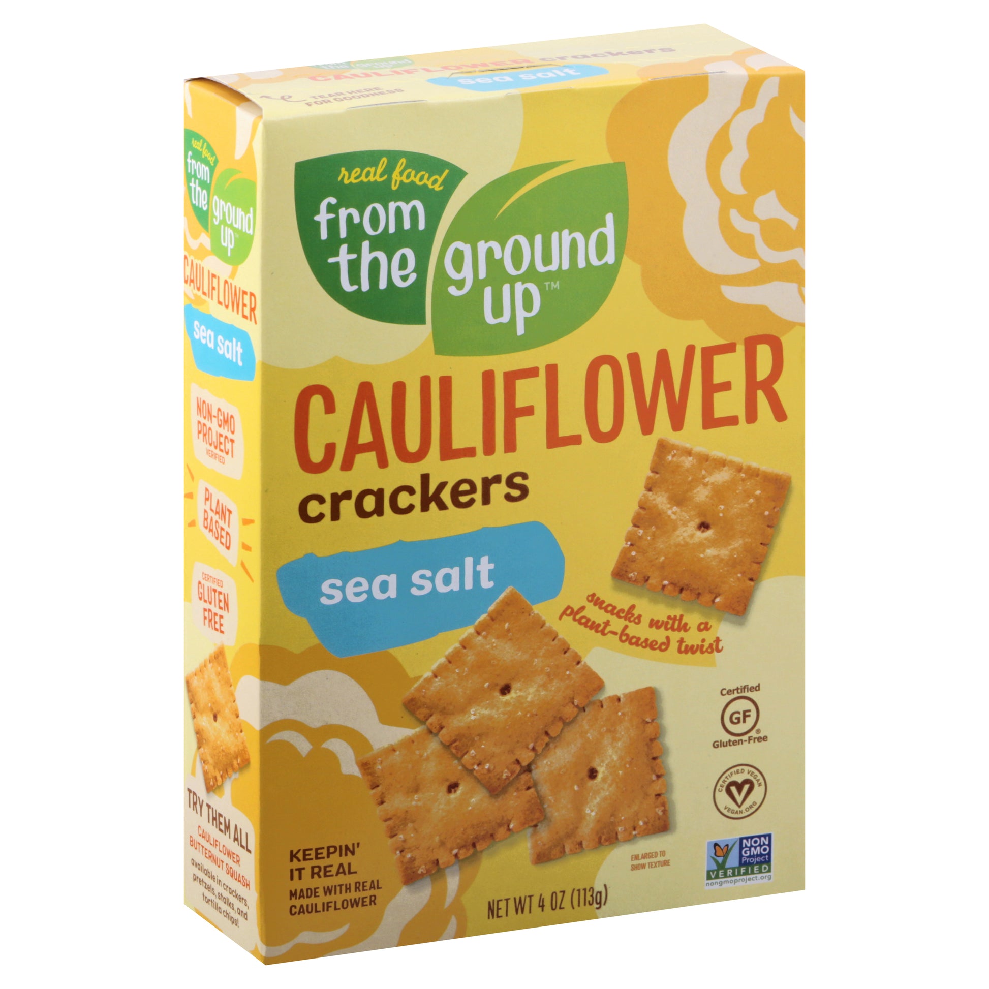 From The Ground Up Crackers Cauliflower Sea Salt 4 oz (Pack Of 6)