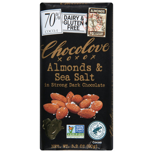 Chocolove Bar Chocolate Dark Almond Sea Salt 3.2 Oz (Pack of 12)