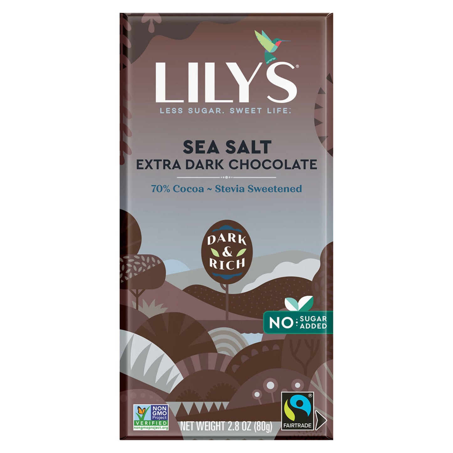 Lilys Sweets Chocolate Bar Dark 70% Sea Salt 2.8 oz (Pack Of 12)