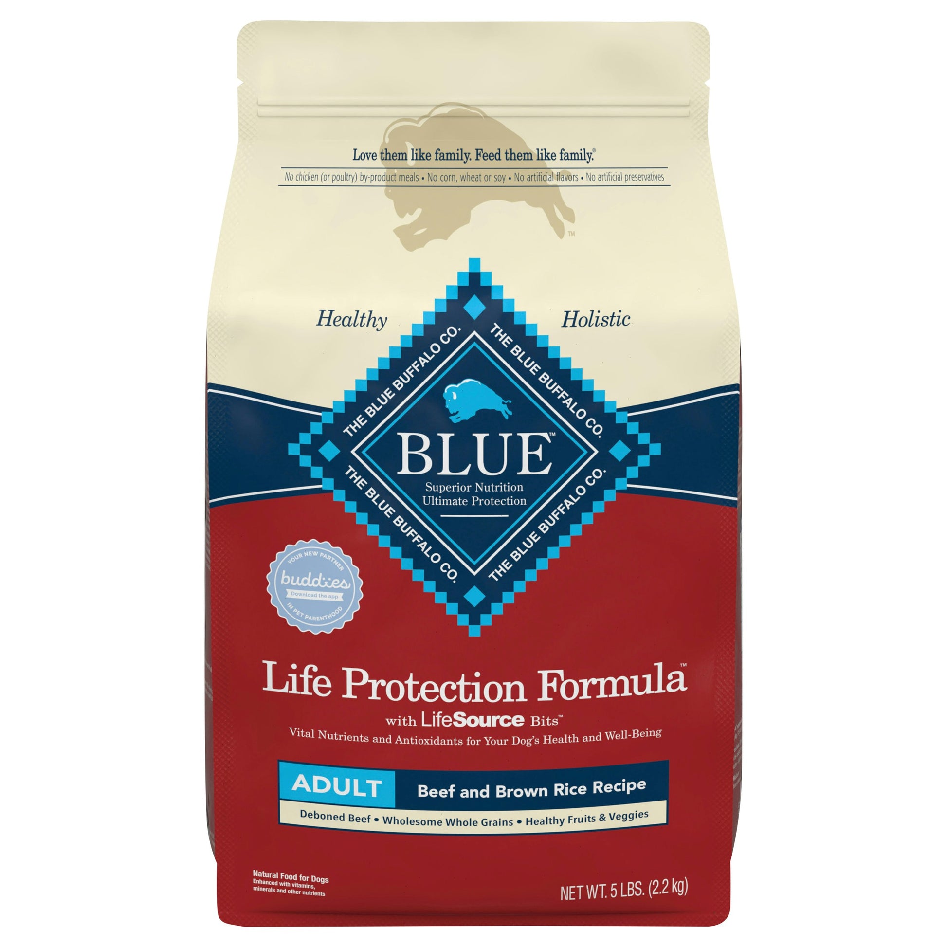 Blue Buffalo Beef Dog Food Adult 5 Lb Pack of 3