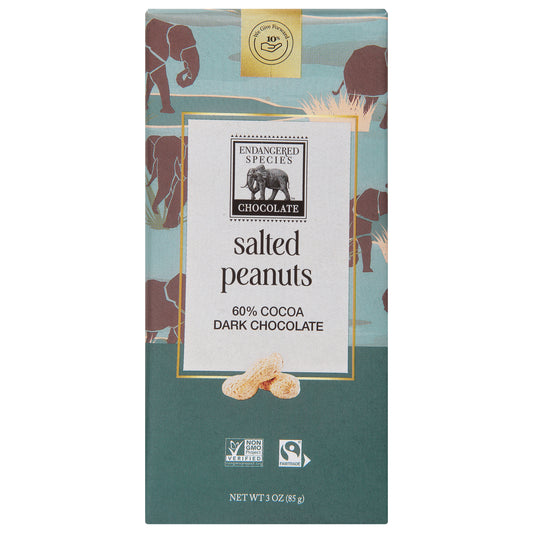 Endangered Species Chocolate Dark W Peanuts 3 oz (Pack Of 12)