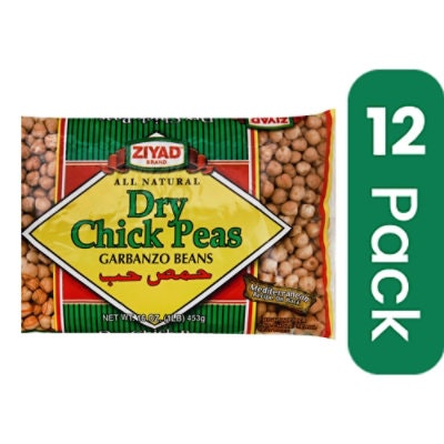 Ziyad Dry Chick Peas Garbanzo Beans 16 oz (Pack of 12)