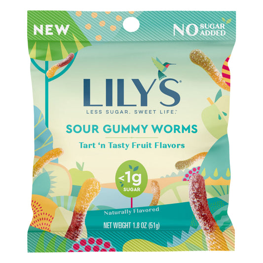 Lilys Sweets Gummy Worms Sour Fruit 1.8 Oz (Pack Of 12)