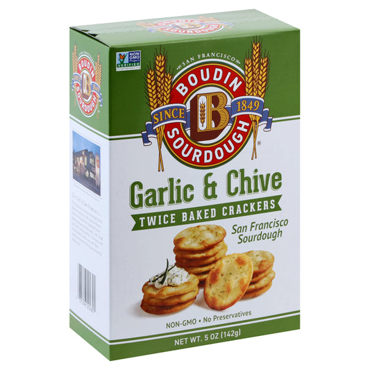 Boudin Sourdough Crackers Garlic Chive 5 oz (Pack Of 12)