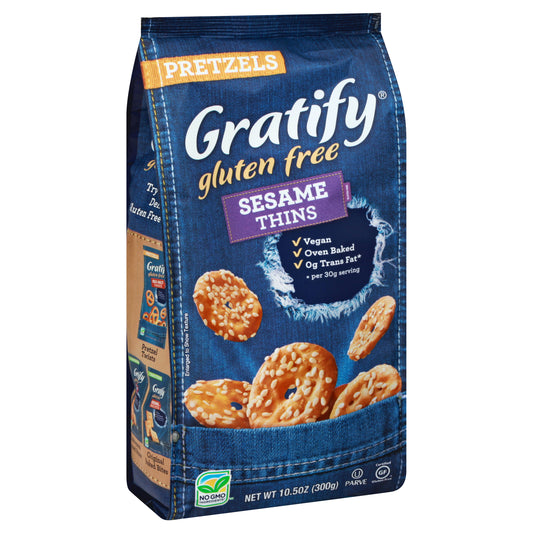 Gratify Pretzel Sesame Thin Gluten Free 10.5 oz (Pack Of 6)