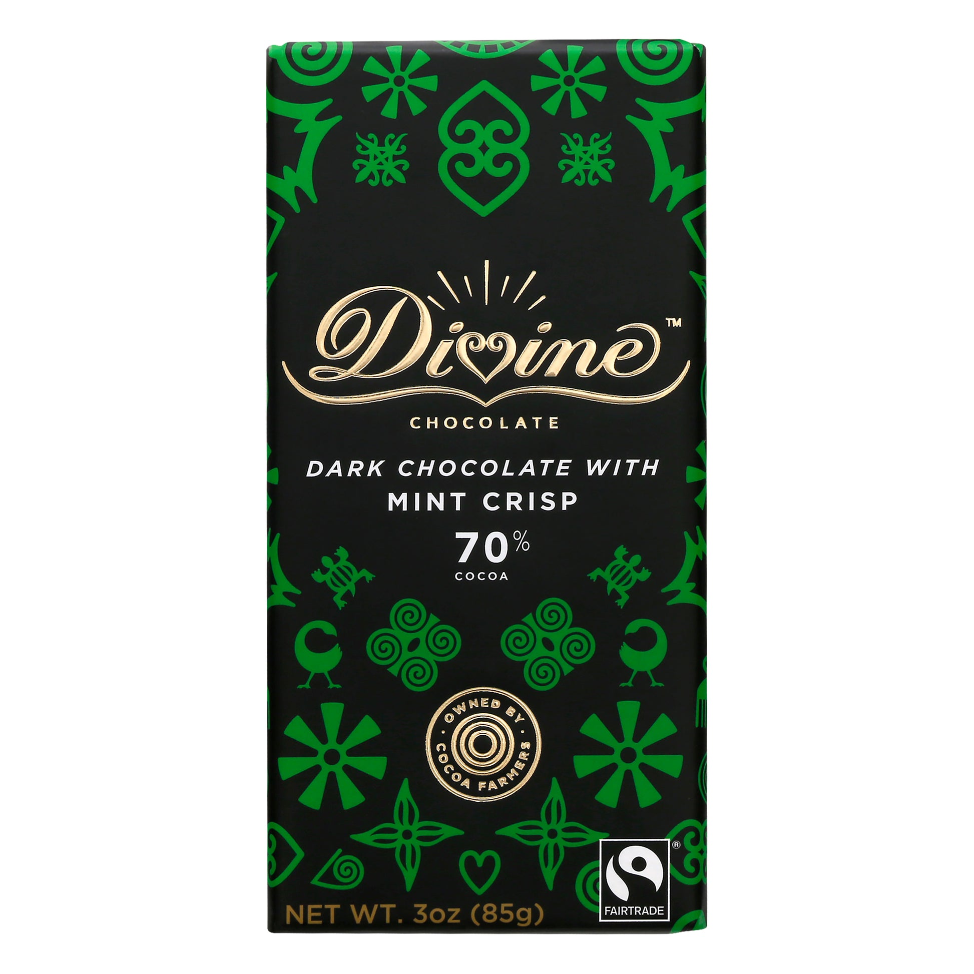 Divine Chocolate Bar Dark With Mint Crisp 3 oz (Pack Of 12)