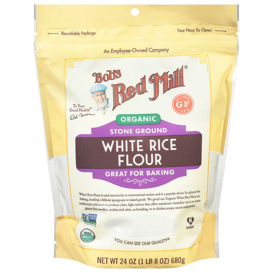 Bobs Red Mill Flour Rice White Organic 24 Oz Pack of 4