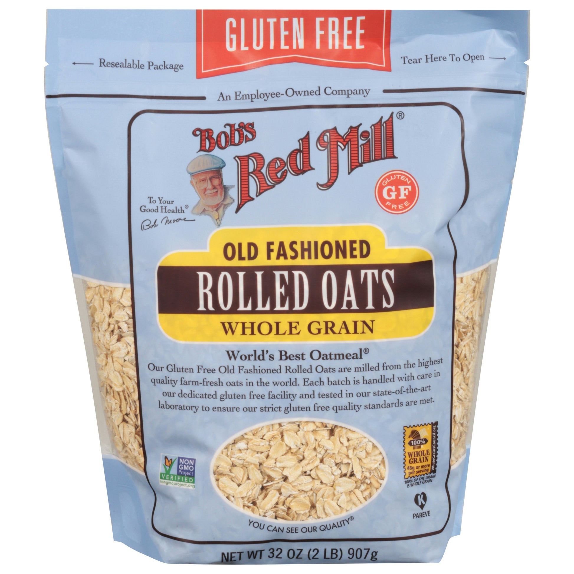 Bobs Red Mill Oats Rolled Gluten Free Old Fashioned 32 oz (Pack of 4)