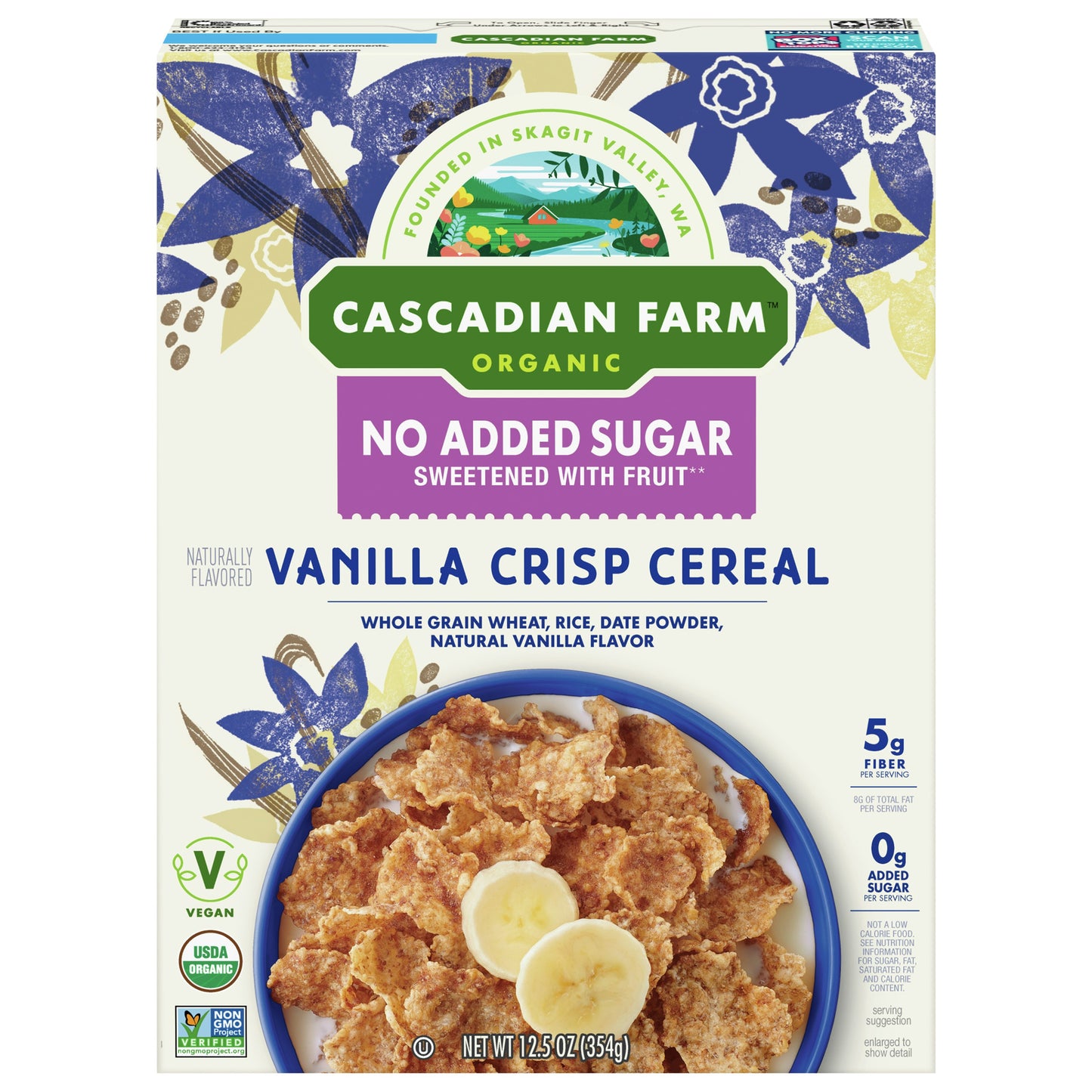 Cascadian Farm Cereal No added sugar Vanilla Crisp 12.5 Oz Pack of 10