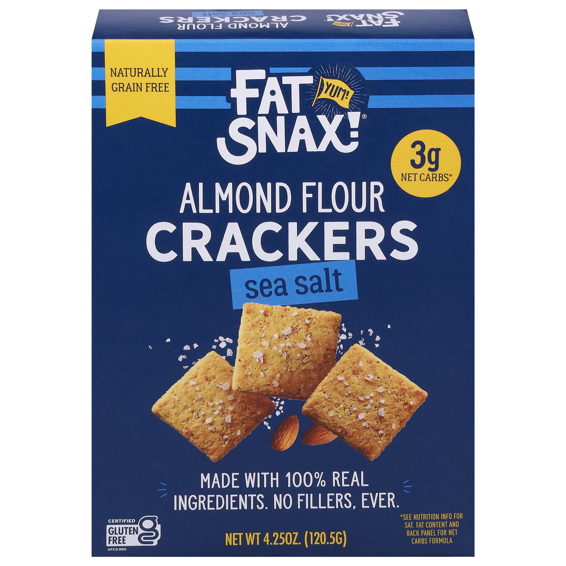 Fat Snax Crackers Sea Salt 4.25 oz (Pack Of 6)