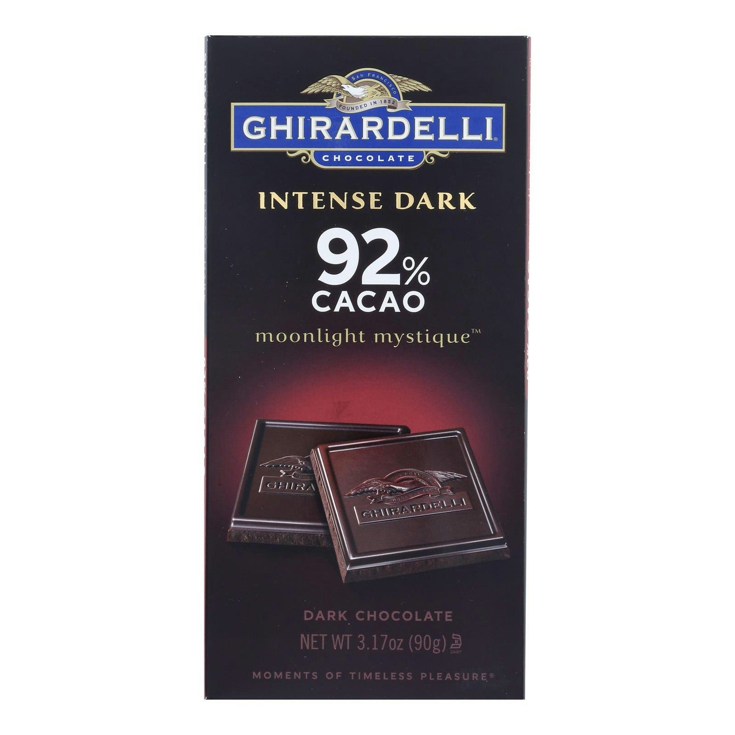 Ghirardelli 92% Cacao Moonlight Mystique Intense Dark Chocolate 3.17 oz (Pack of 12)