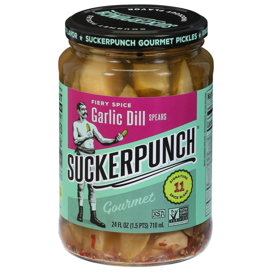 Suckerpunch Pickle Spears Garlic Dill Fire 24 oz (Pack of 6)