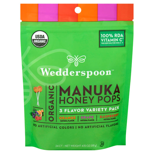 Wedderspoon Pops Honey Manka Variety Organic 4 Oz (Pack of 6)