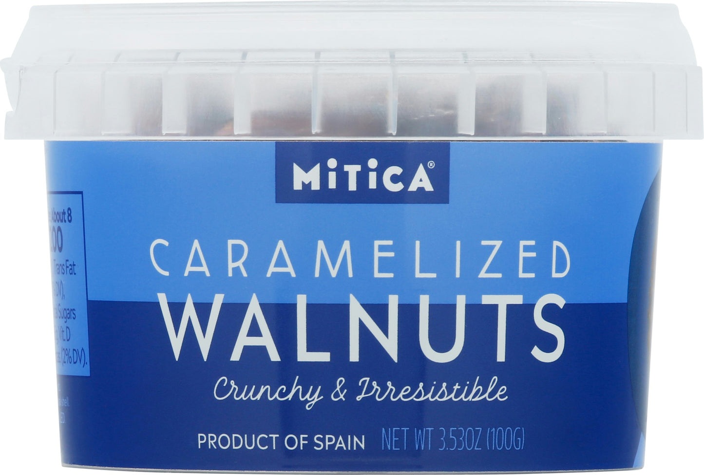 Mitica Caramelized Walnuts Minitub 3.53 Oz Pack of 12