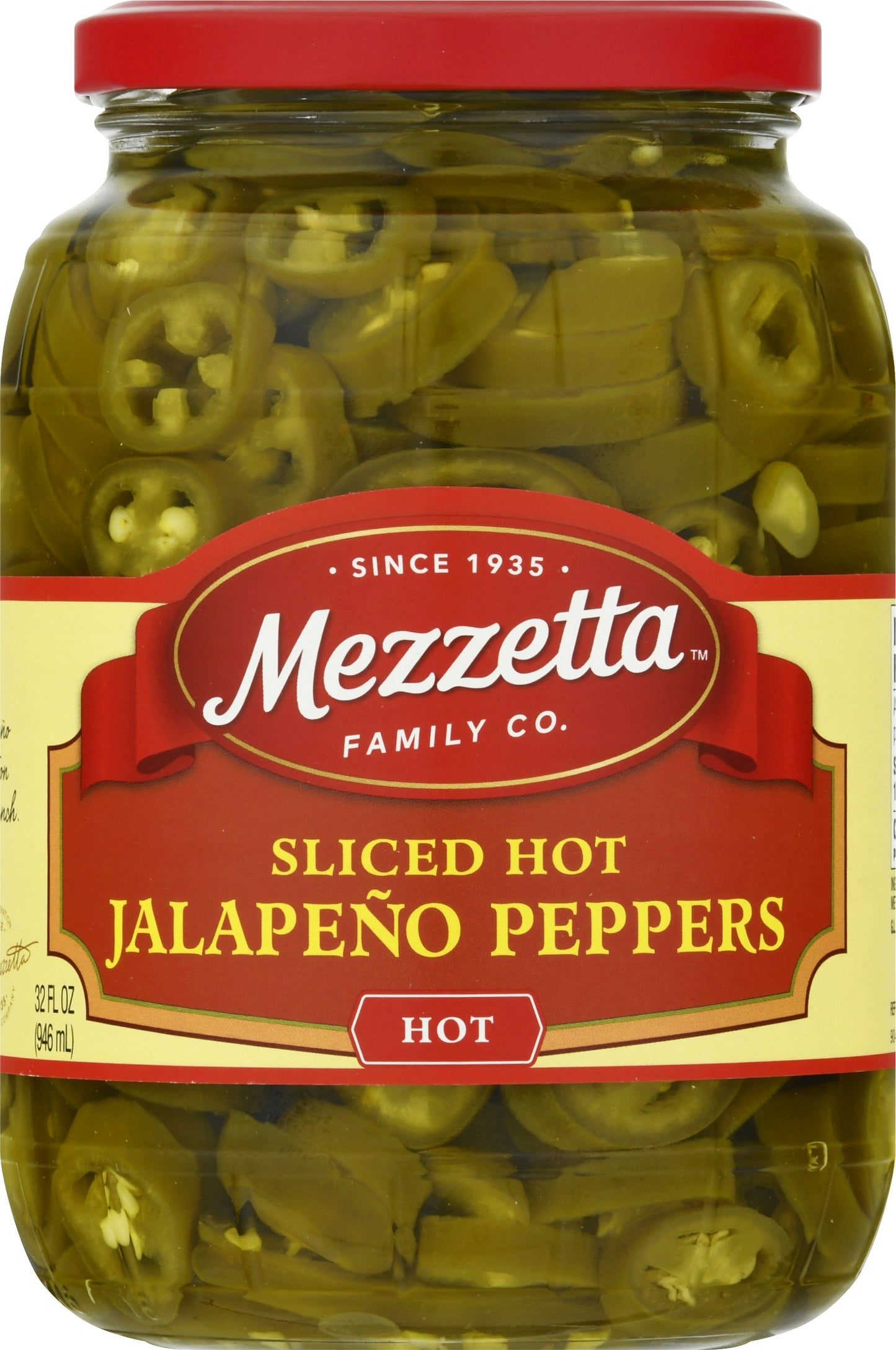 Mezzetta Peppers Jalapeno Hot Sliced 32 Oz (Pack of 6)