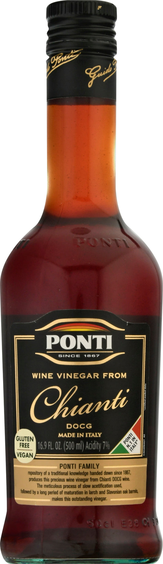 Ponti Wine Vinegar Red From Chianti 16.9 Oz (Pack of 6)