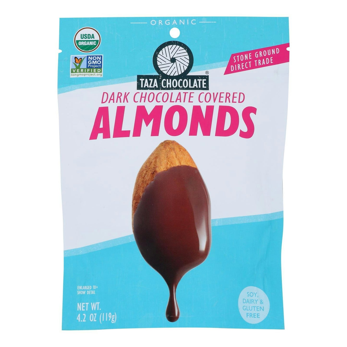 Taza Chocolate - Almonds Chocolate Covered 3.5 oz (Pack of 12)