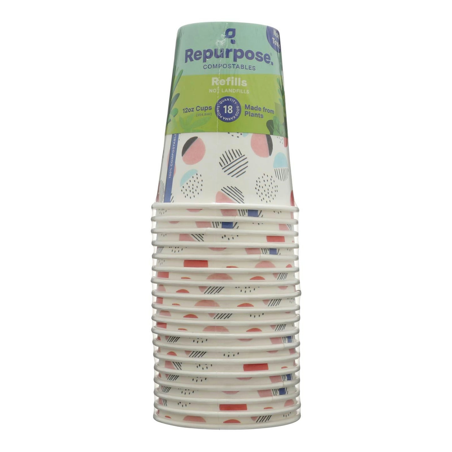Repurpose - Cups Compostable 12 oz 18 Count (Pack of 12)