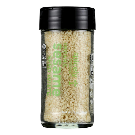 Spicely Organic Spices Sesame Seed White Glass Jar 2 Oz Pack of 3